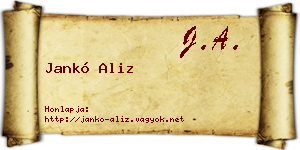 Jankó Aliz névjegykártya